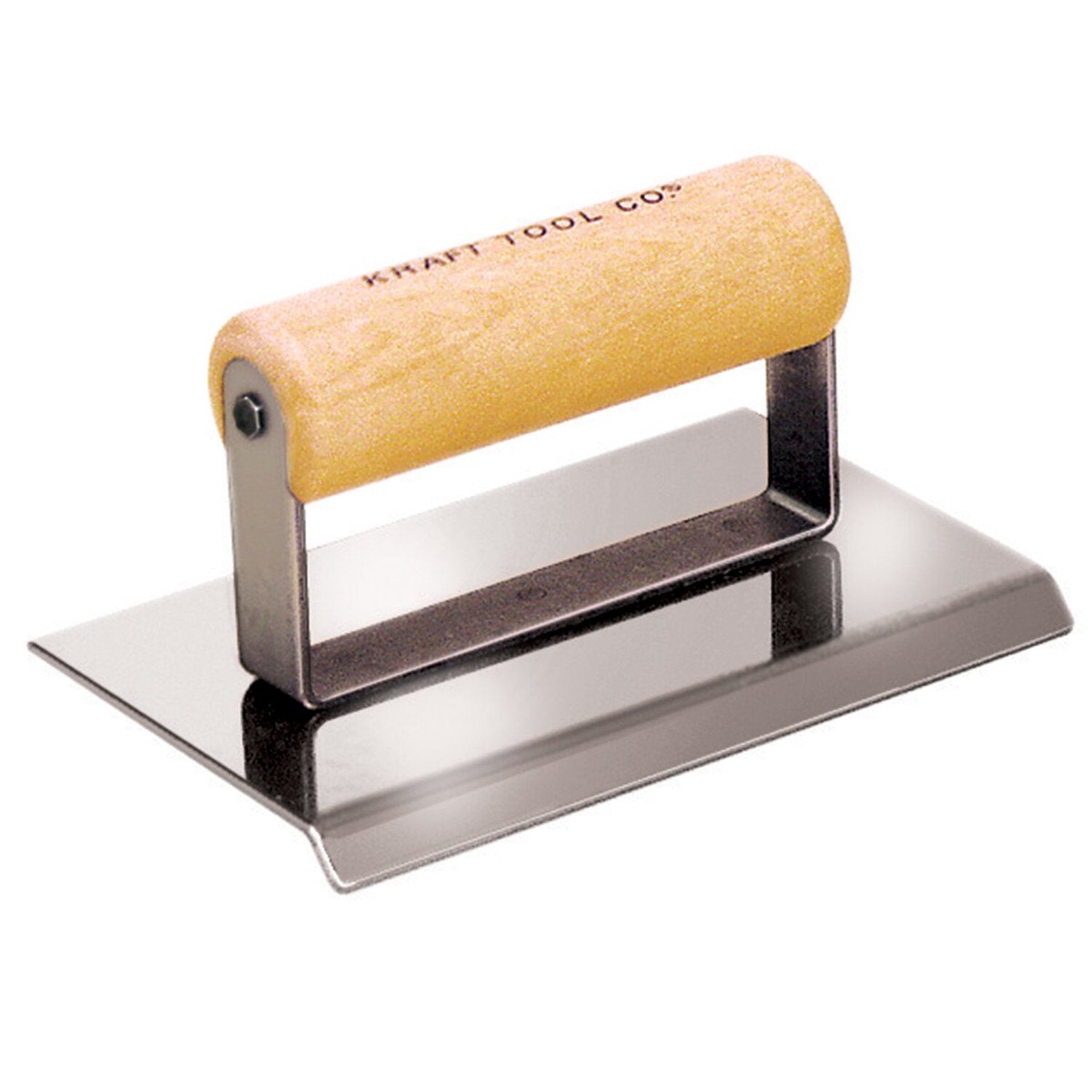 Kraft Tool CF091 6 x 6 Stainless Steel Carpet Edger 45 Degree Angle 316 Drop with Wood Handle