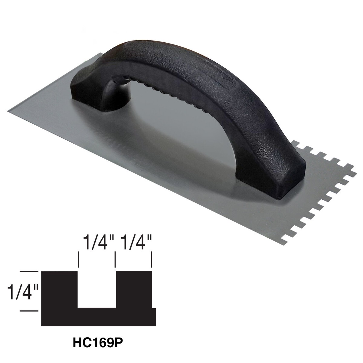Kraft Tool HC169P Hi-Craft 14 x 14 x 14 Square-Notch Trowel with Plastic Handle