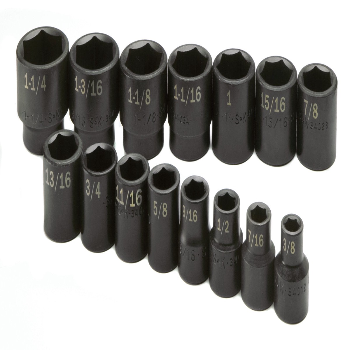 15 Piece 12 Drive 6 Pt Standard Fractional Impact Socket Set