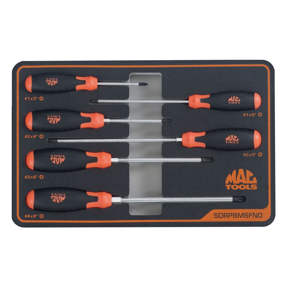 6-PC Screwdriver Set in Foam - Orange