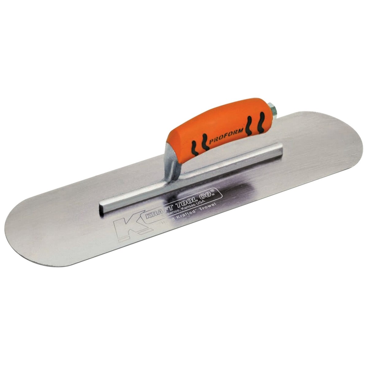 Kraft Tool CF437PF-5R 14 x 4 Carbon Steel Pool Trowel - 5 Rivets with Short Shank and ProForm Handle