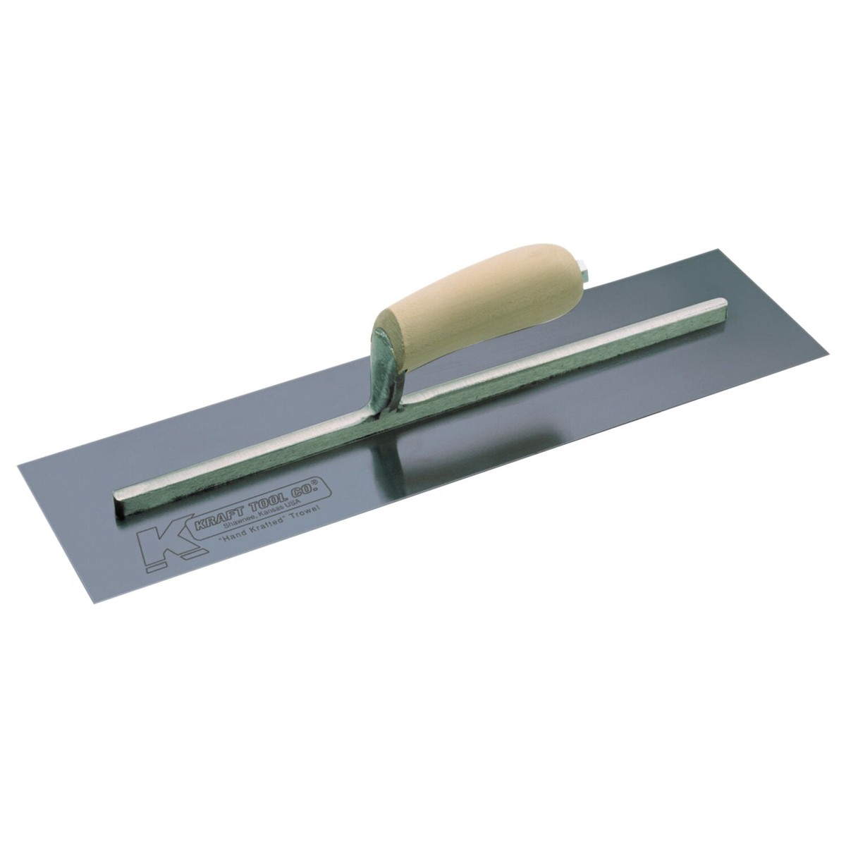 Kraft Tool CF725B 10 x 4 Blue Steel Cement Trowel with Camel Back Wood Handle