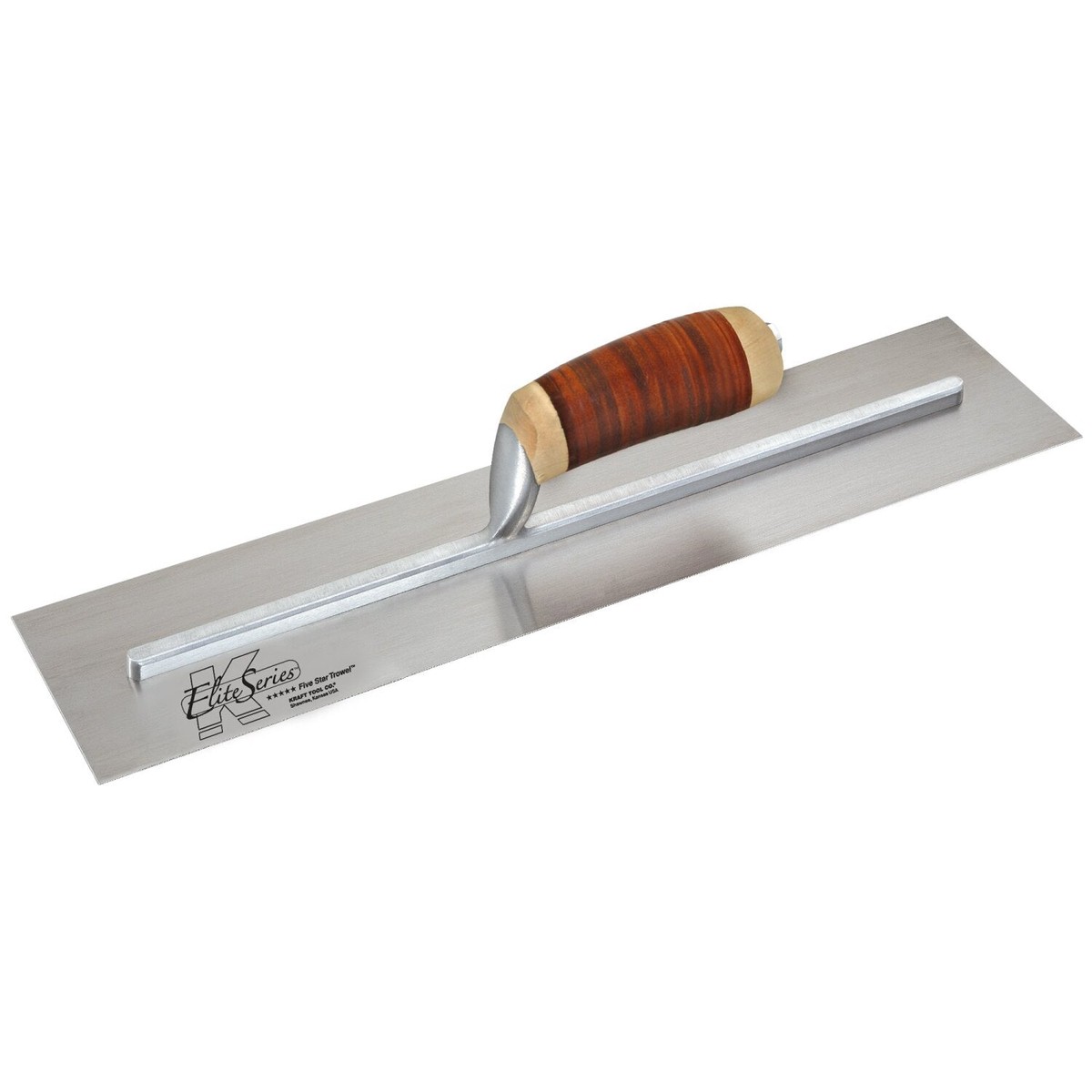 Kraft Tool CFE211L Elite Series Five Star 12 x 3 Carbon Steel Cement Trowel with Leather Handle