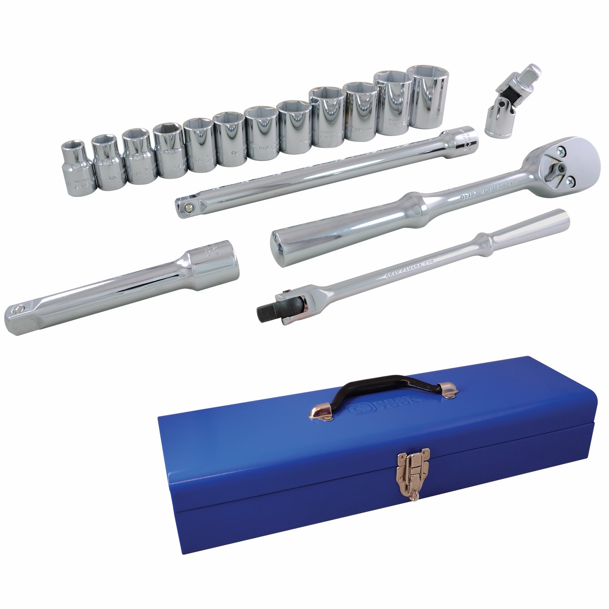 12 Dr 17 Piece 6 Point SAE Socket Attachment Set