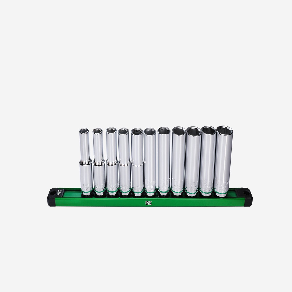 12 Drive 11 Piece 6 Point Metric Deep Chrome Socket Set