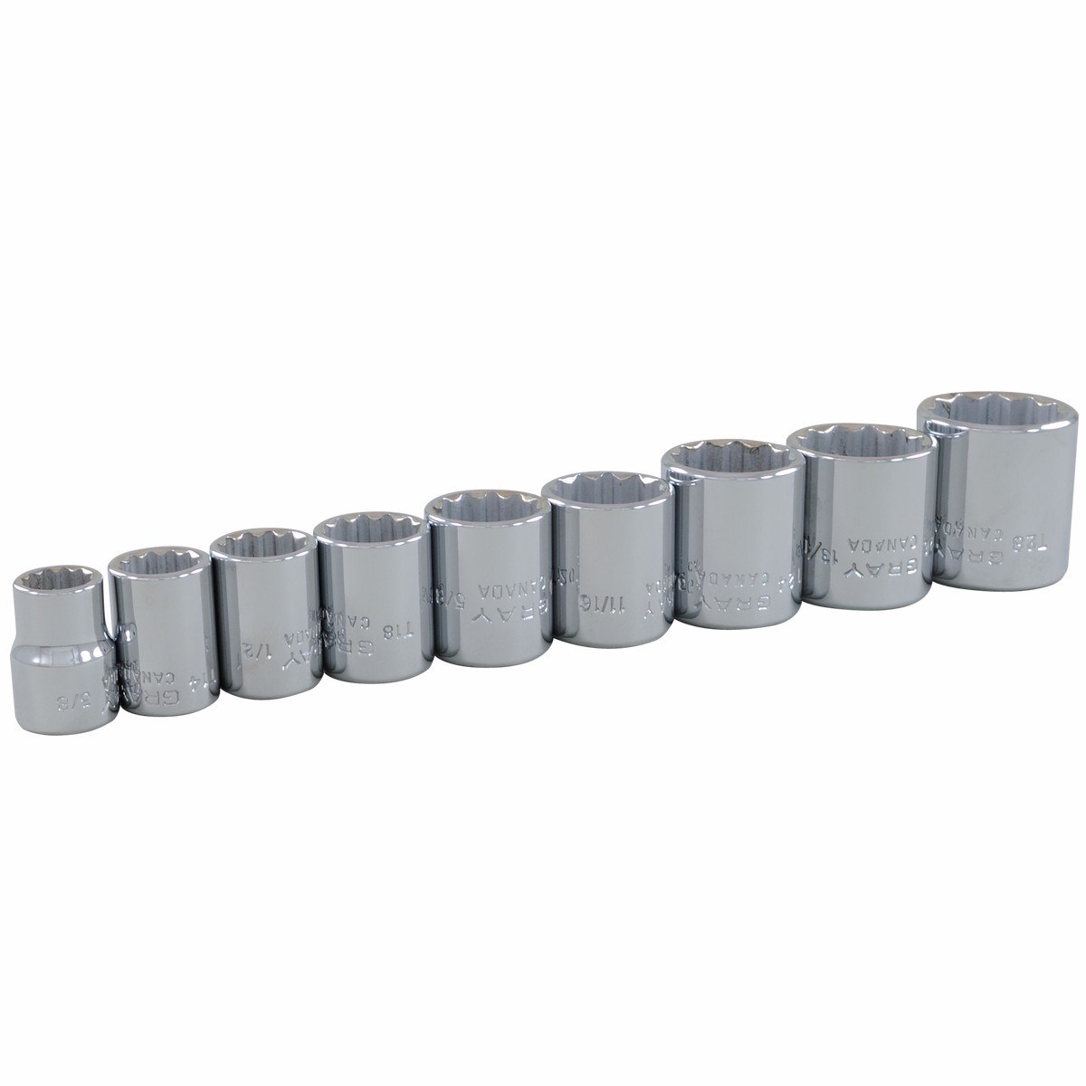 38 Dr 9 Piece 12 Point Standard SAE Socket Set