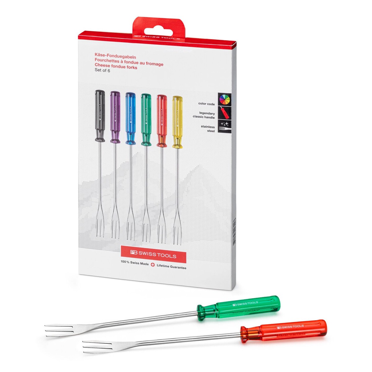PB Swiss Tools PB 4040CBB 6 Set Of Fondue Forks For Cheese Fondue
