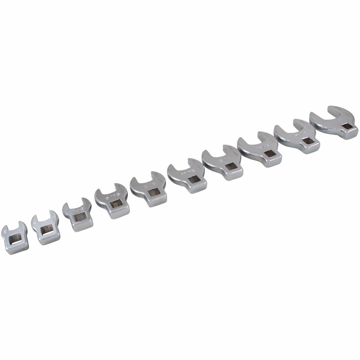 10 Piece 38 Dr SAE Open End Crowfoot Wrench Set