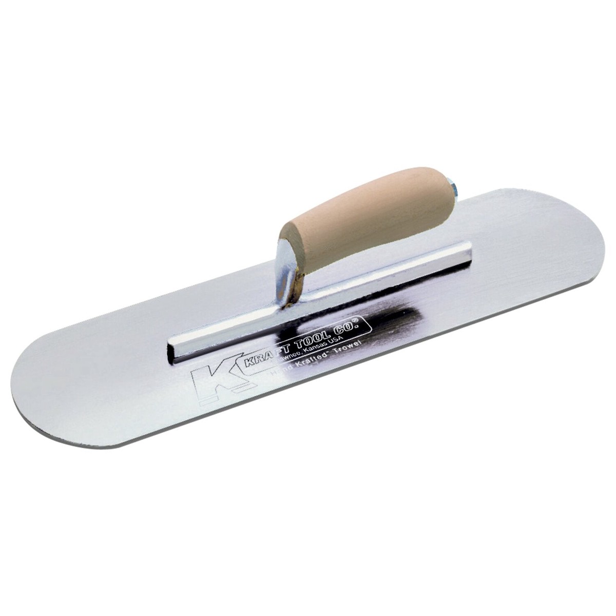 Kraft Tool CF494 16 x 3 Chrome No Burn Pool Trowel with Camel Back Wood Handle