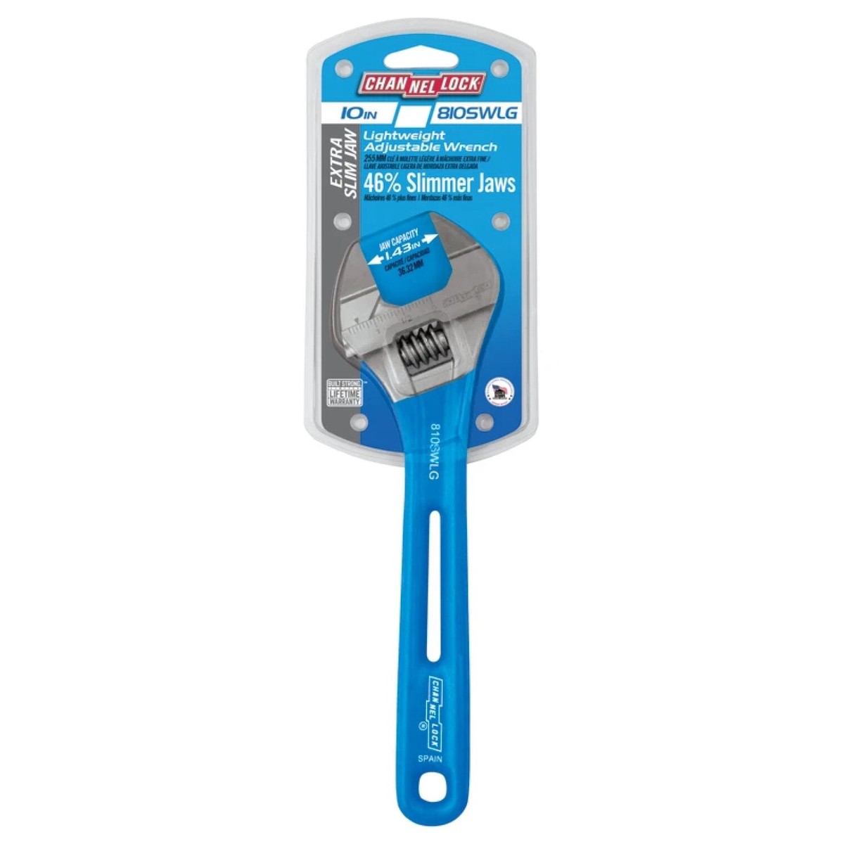 Channellock 810SWLG 10-inch Lightweight Extra Slim Jaw WideAzz Adjustable Wrench