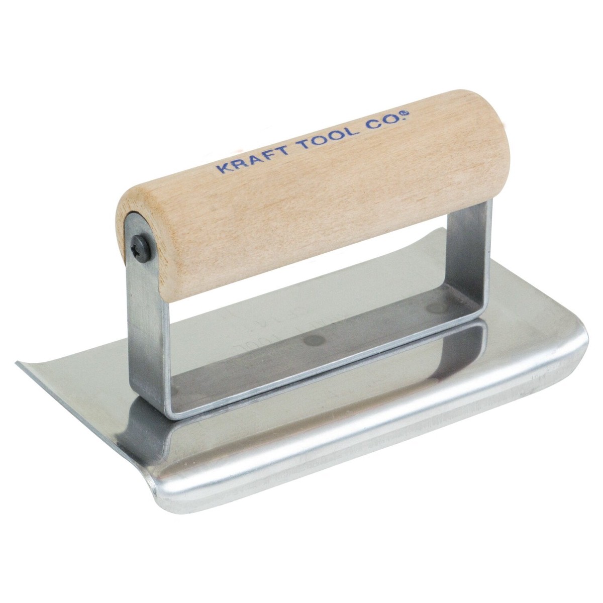 Kraft Tool CF172C 6 x 4 14R Stainless Steel Curved Ends Cement Edger with Wood Handle