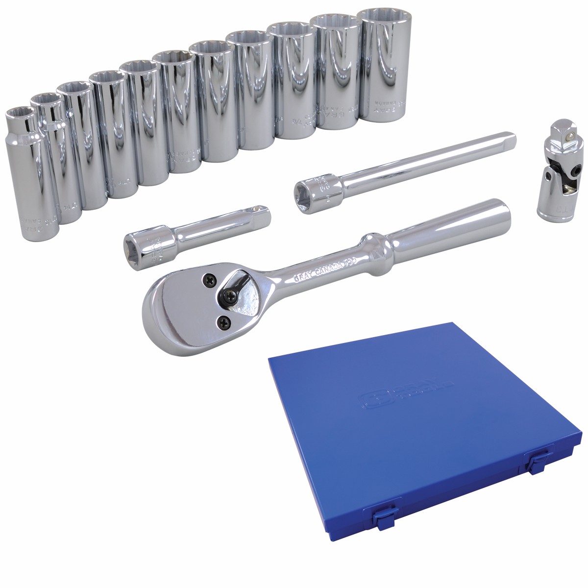 38 Dr 15 Piece 12 Point Deep SAE Socket Set