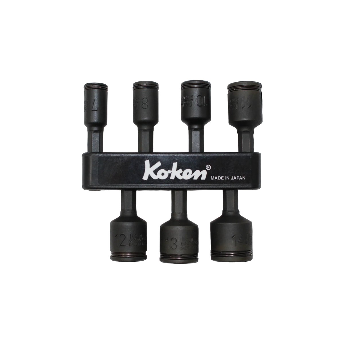 Ko-ken 11350(2B)7-H 14 Hex Dr 7 Piece Impact 6-Point Metric NUT GRIP Nut Setters 7-14mm