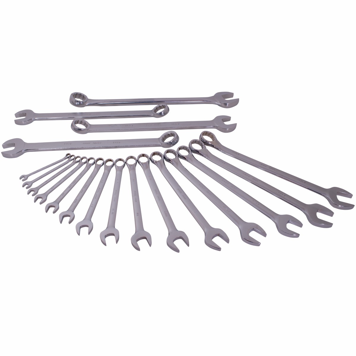 19 Piece 12 Point SAE Mirror Chrome Combination Wrench Set