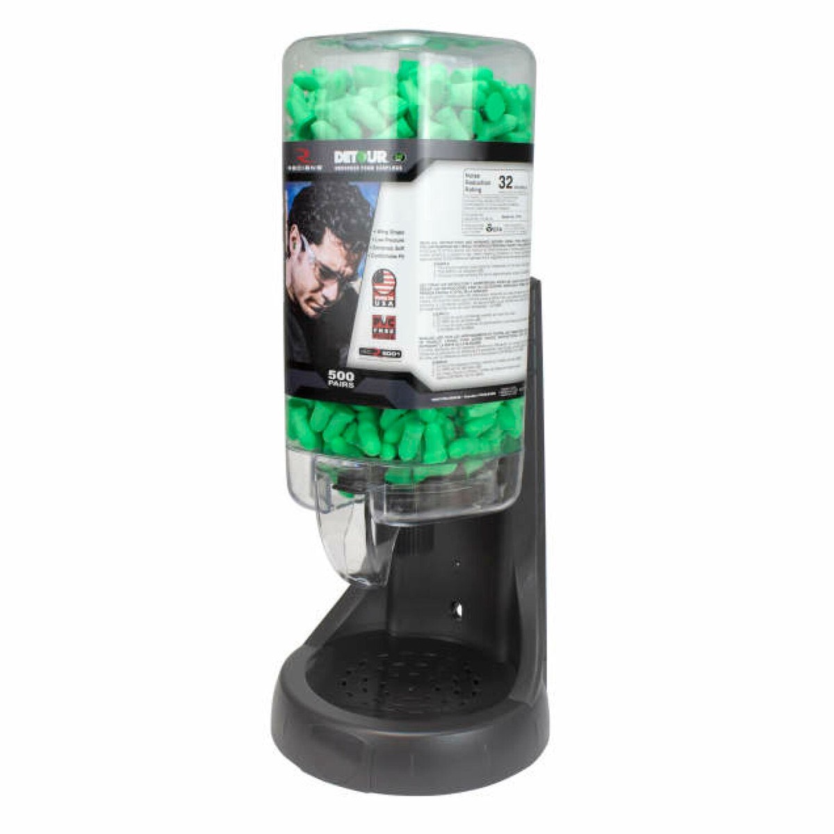 Radians FPD-500L30 Refillable Dispenser with Detour 32 Earplugs - 500 Pair