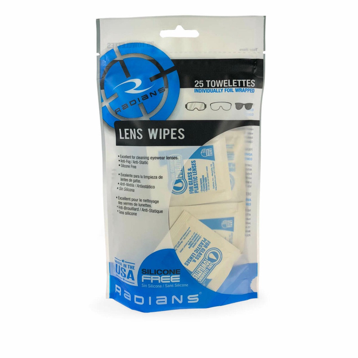 Radians LC25BG Lens Cleaning Towelettes - 25 Count - in Bag