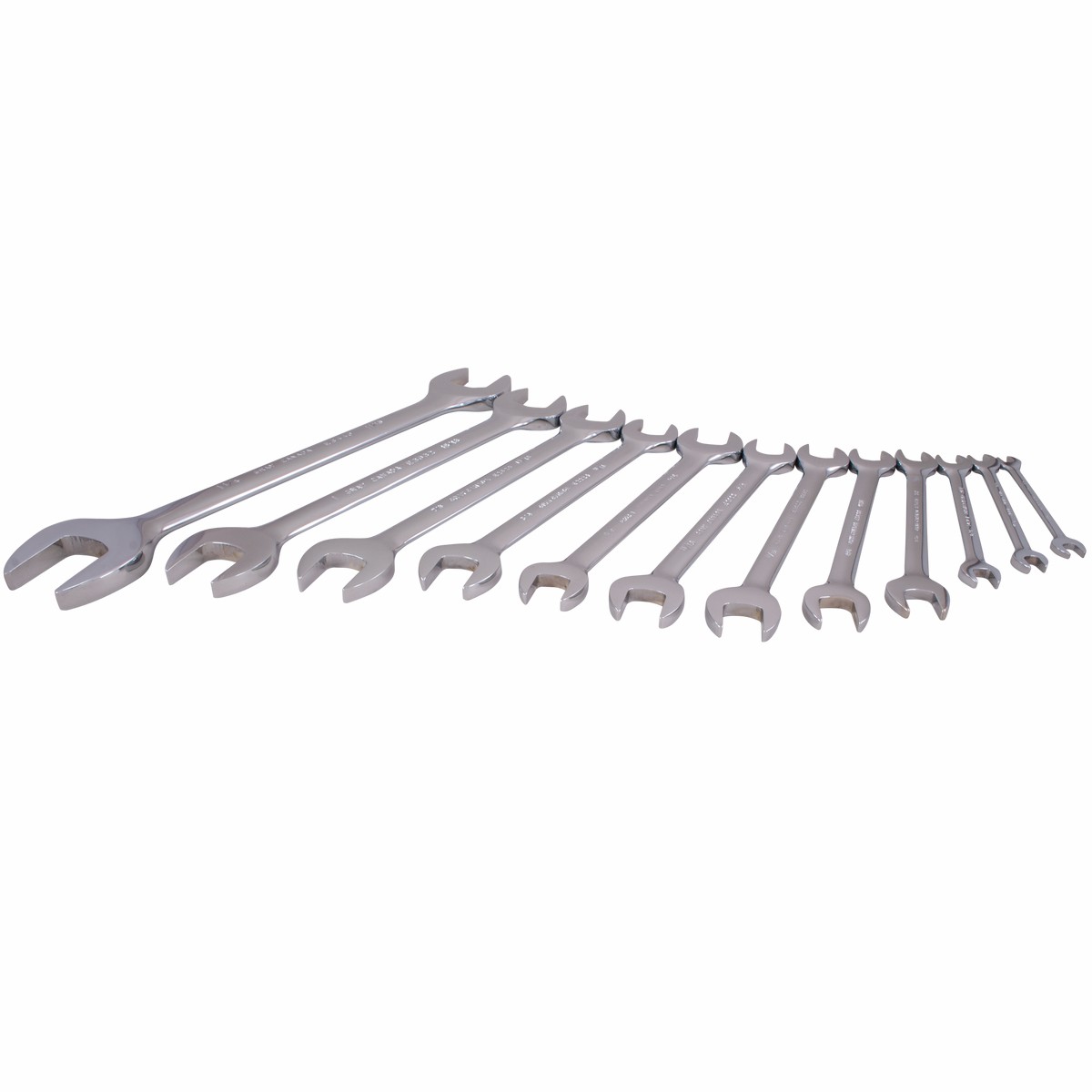 12 Piece SAE Open End Mirror Chrome Wrench Set