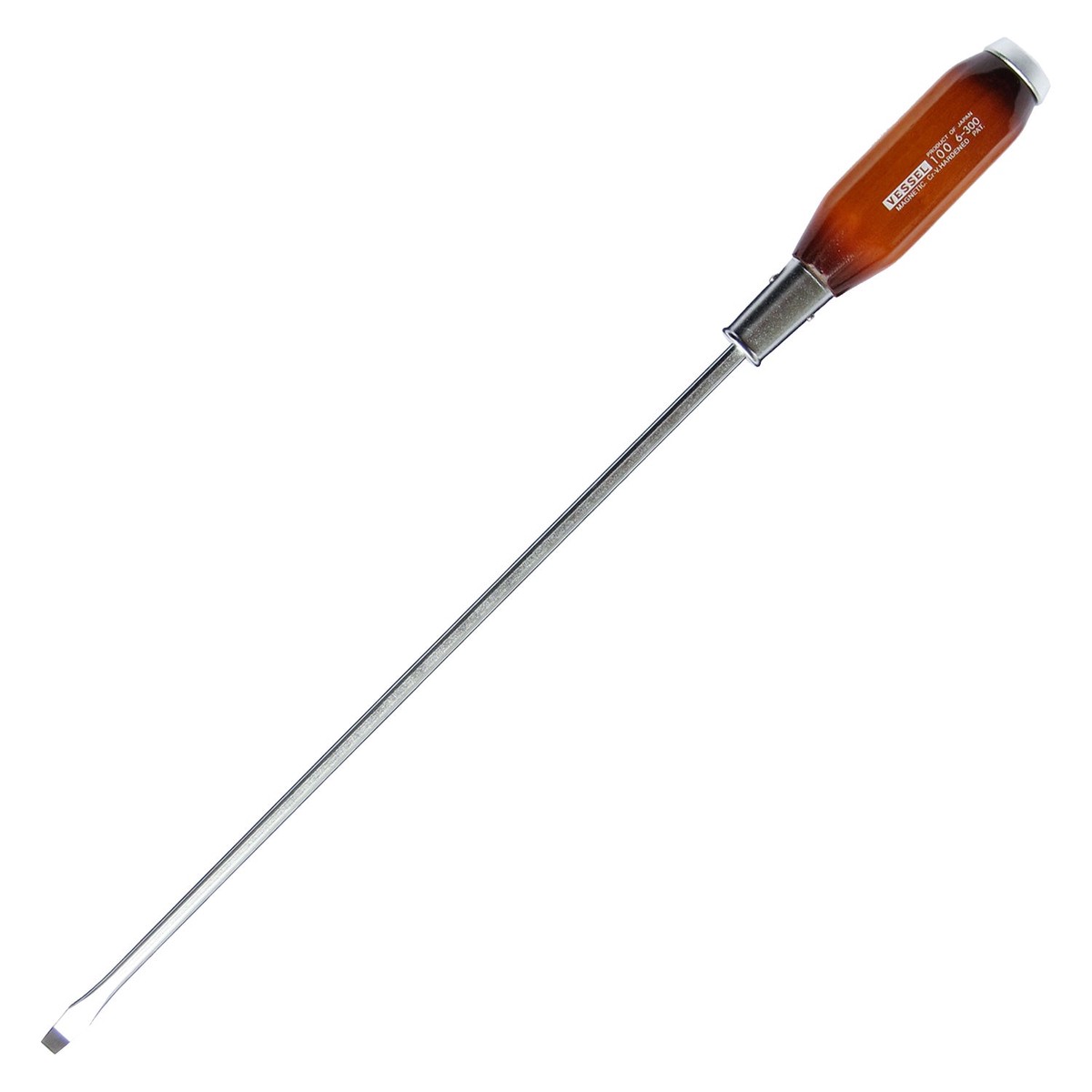 Vessel 100S6300 Genuine Wood Handle Tang-Thru Screwdriver No100 Slotted6x300