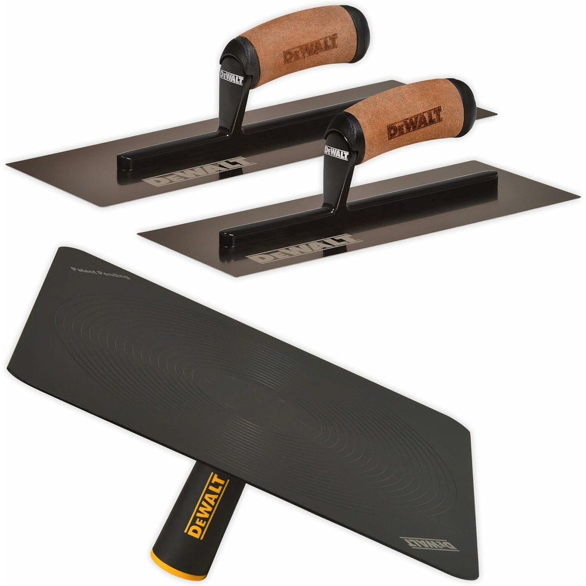 Dewalt DXTT-3-460 07 mm 12 in x 4 in Stainless Steel Trowel and Hawk Set with Leather Composite Handles