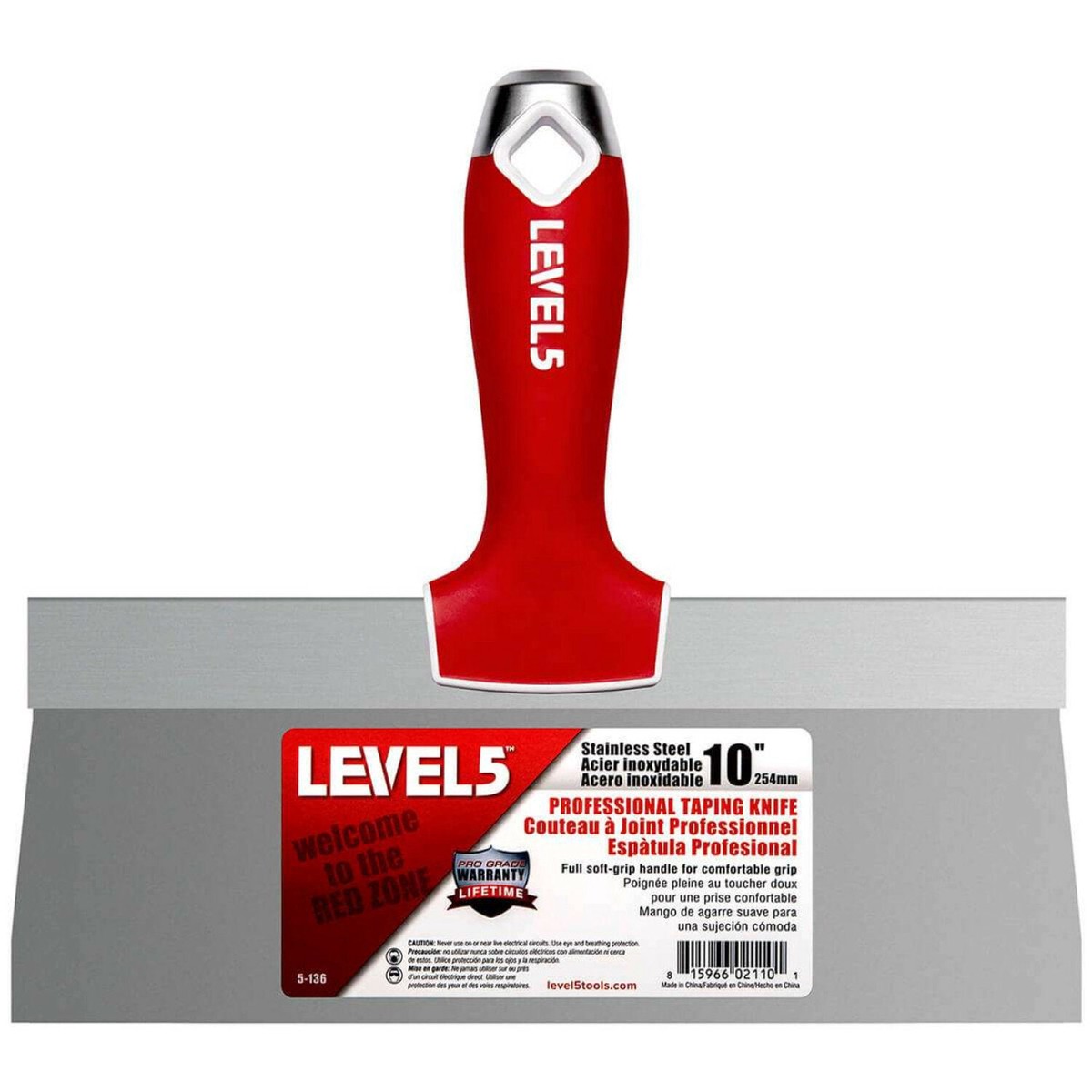 Level5 5-136 10 Stainless Steel Taping Knife w Soft Grip Handle