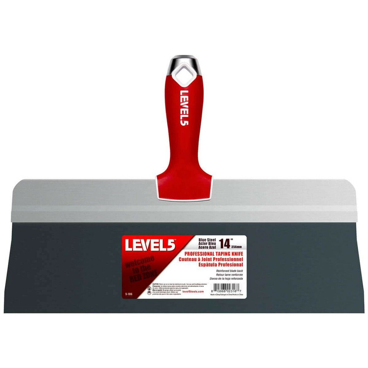 Level5 5-186 14 Blue Steel Big Back Taping Knife with Soft Grip Handles