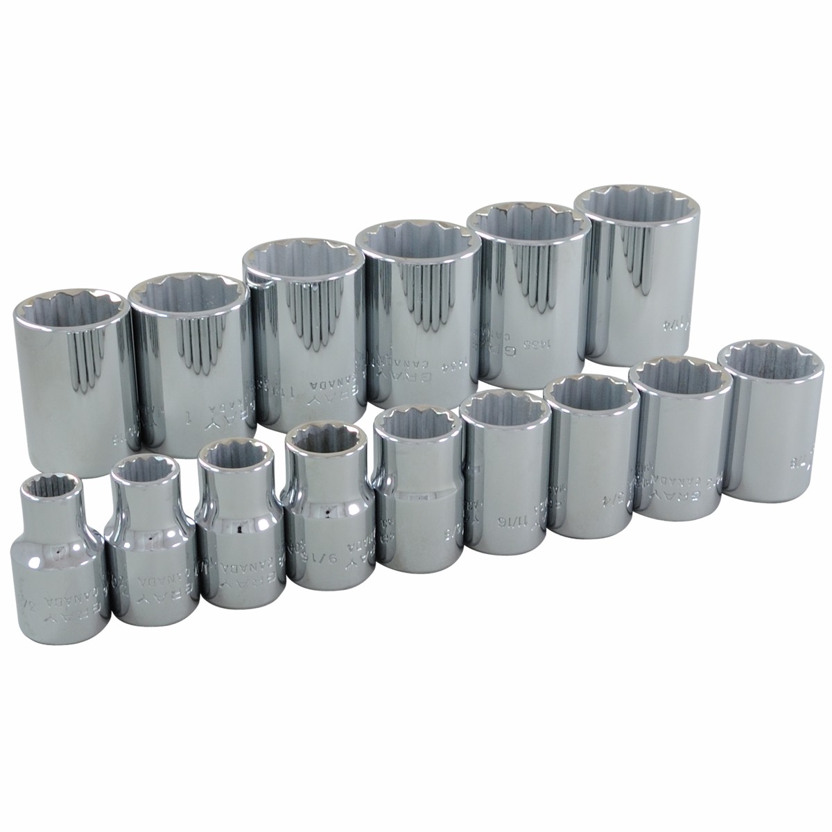 12 Dr 15 Piece 12 Point Standard SAE Socket Set
