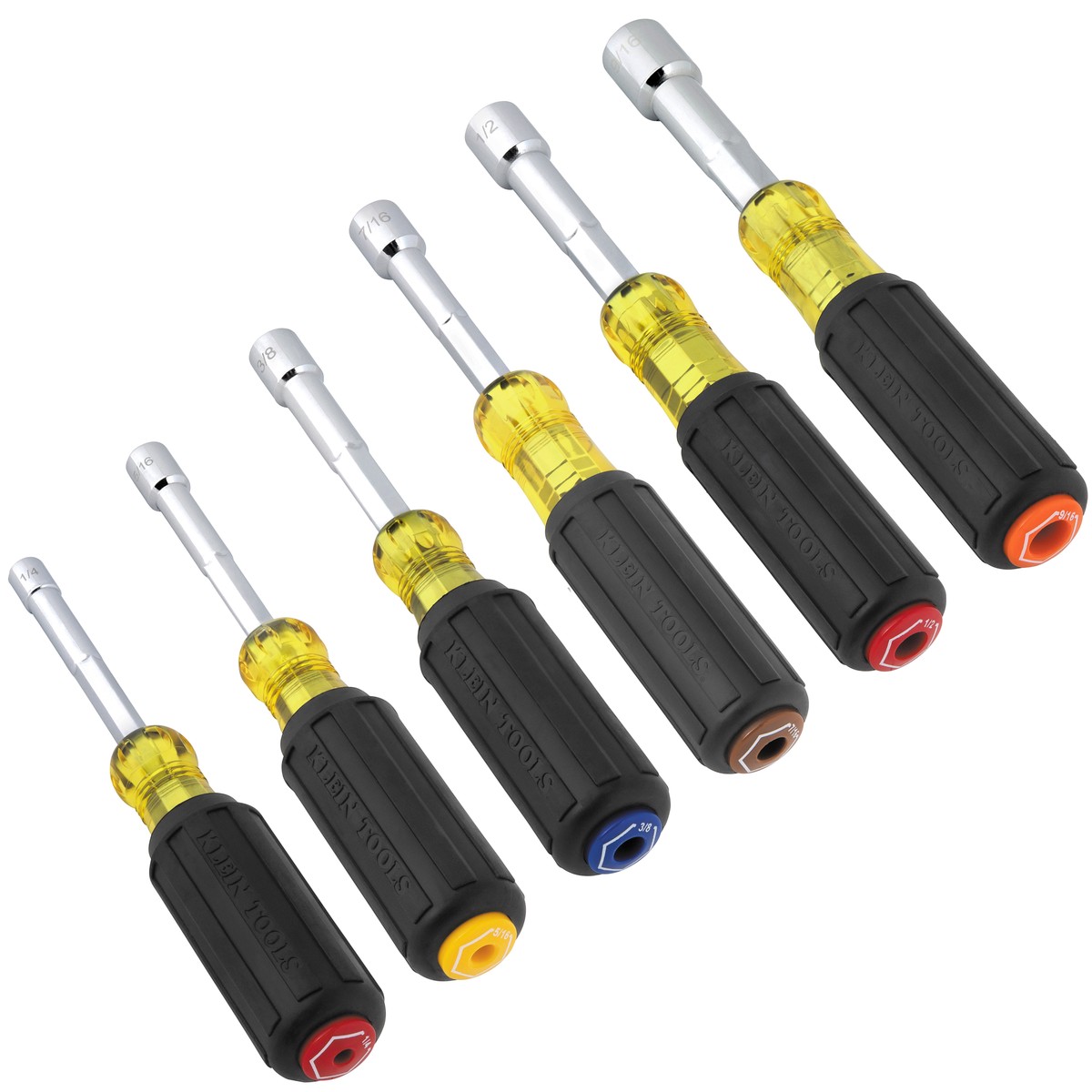 Klein Tools 65456MAG Color-Coded Magnetic Hollow-Shaft Heavy-Duty Nut Driver Set 6 Pc