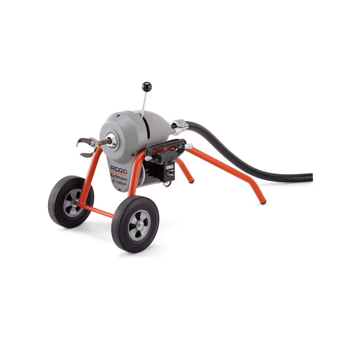 Ridgid 23717 K-1500B Machine with A-1 Mitt A-12 Pin Key and Rear Guide Hose Plus Seven Sections 114 (32 m)(C-11) Cable Total 105 (32 m) Two A-8 Cable Carriers