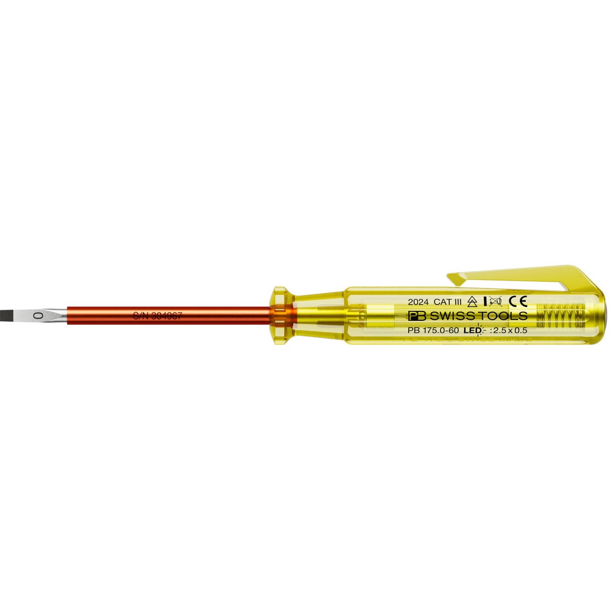 PB Swiss PB 1750-60 LED 100-250 VAC Phase Tester Slotted Screwdriver 25 x 05 mm