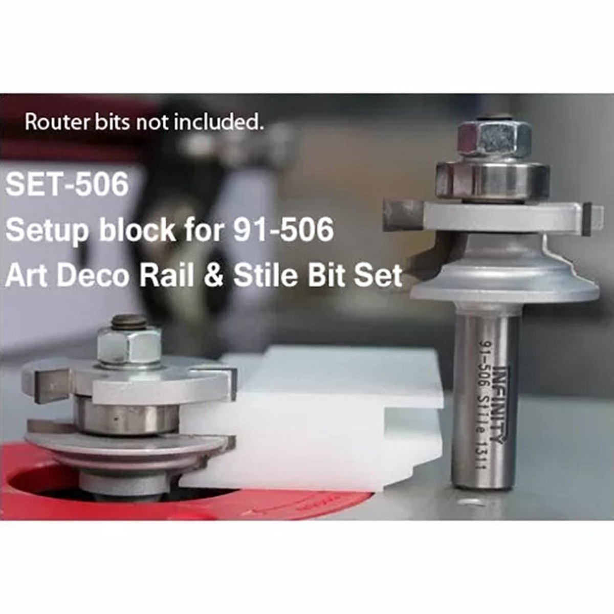 Infinity Tools Setup Block for 91-506 Art Deco Rail Stile Bit Set