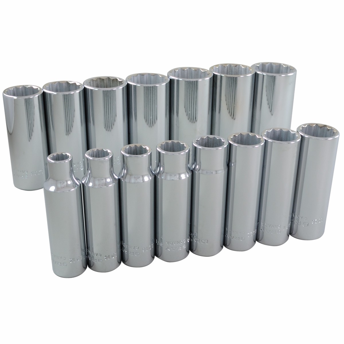 12 Dr 15 Piece 12 Point Deep SAE Socket Set