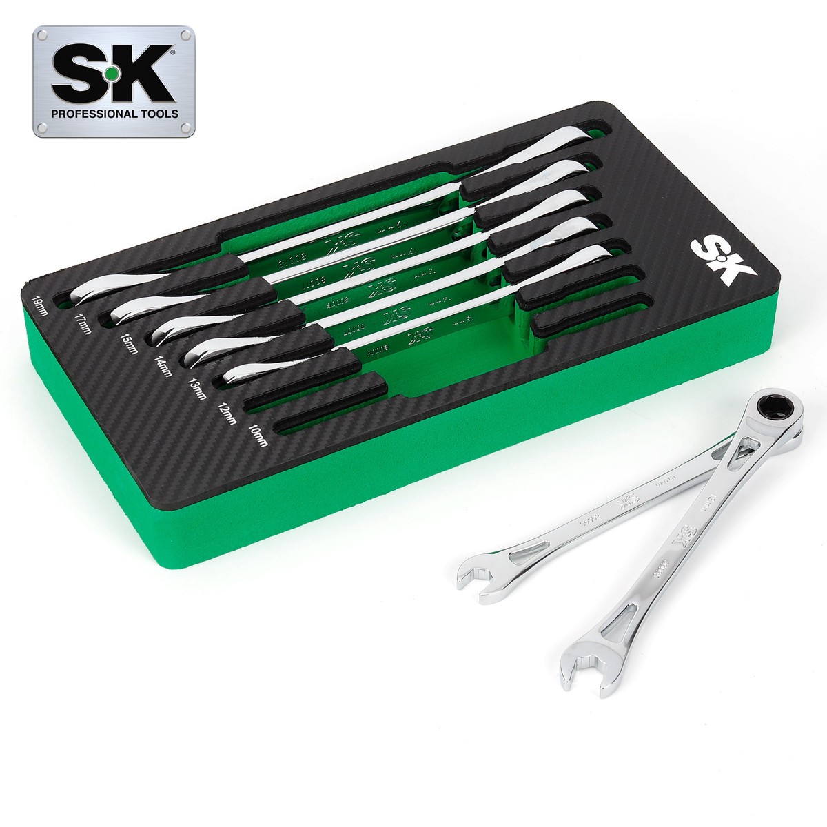 X-Frame 7 Piece 6 point Metric Combination Ratcheting Wrench Set