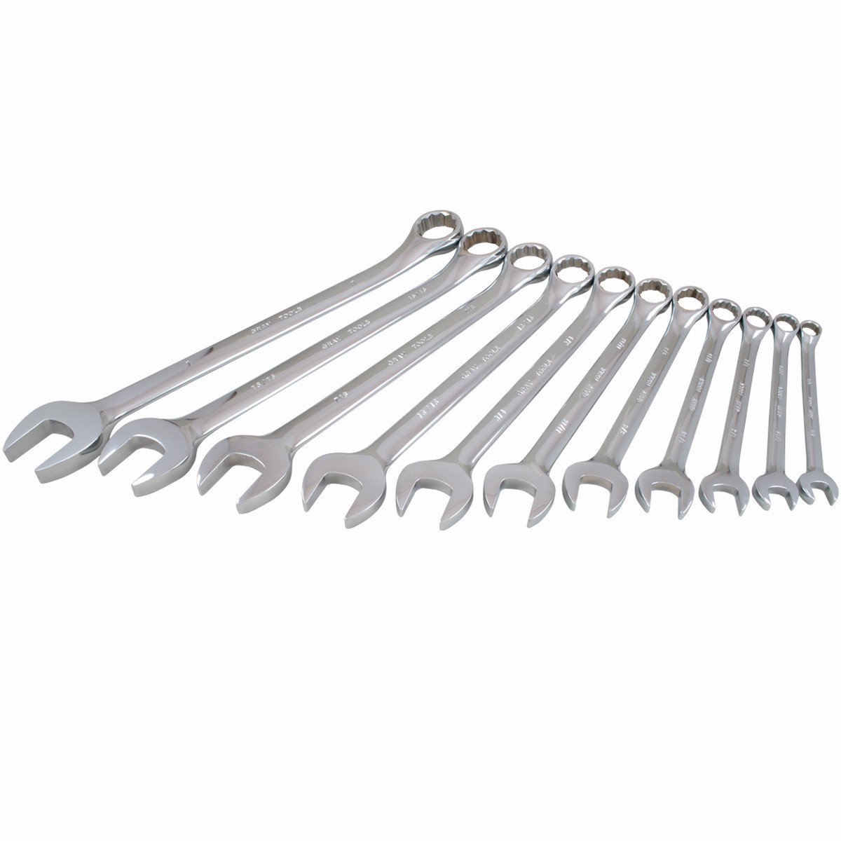 11 Piece12 Point SAE Mirror Chrome Combination Wrench Set