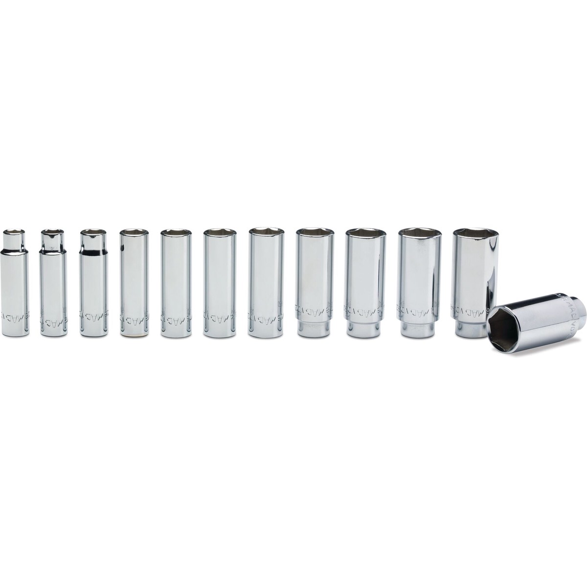 12-PC 12 Drive SAE Deep Socket Set - 6-PT