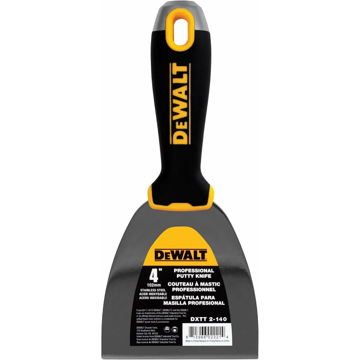 Dewalt DXTT-2-140 4 In Stainless Steel Putty Knife Soft Grip Handle