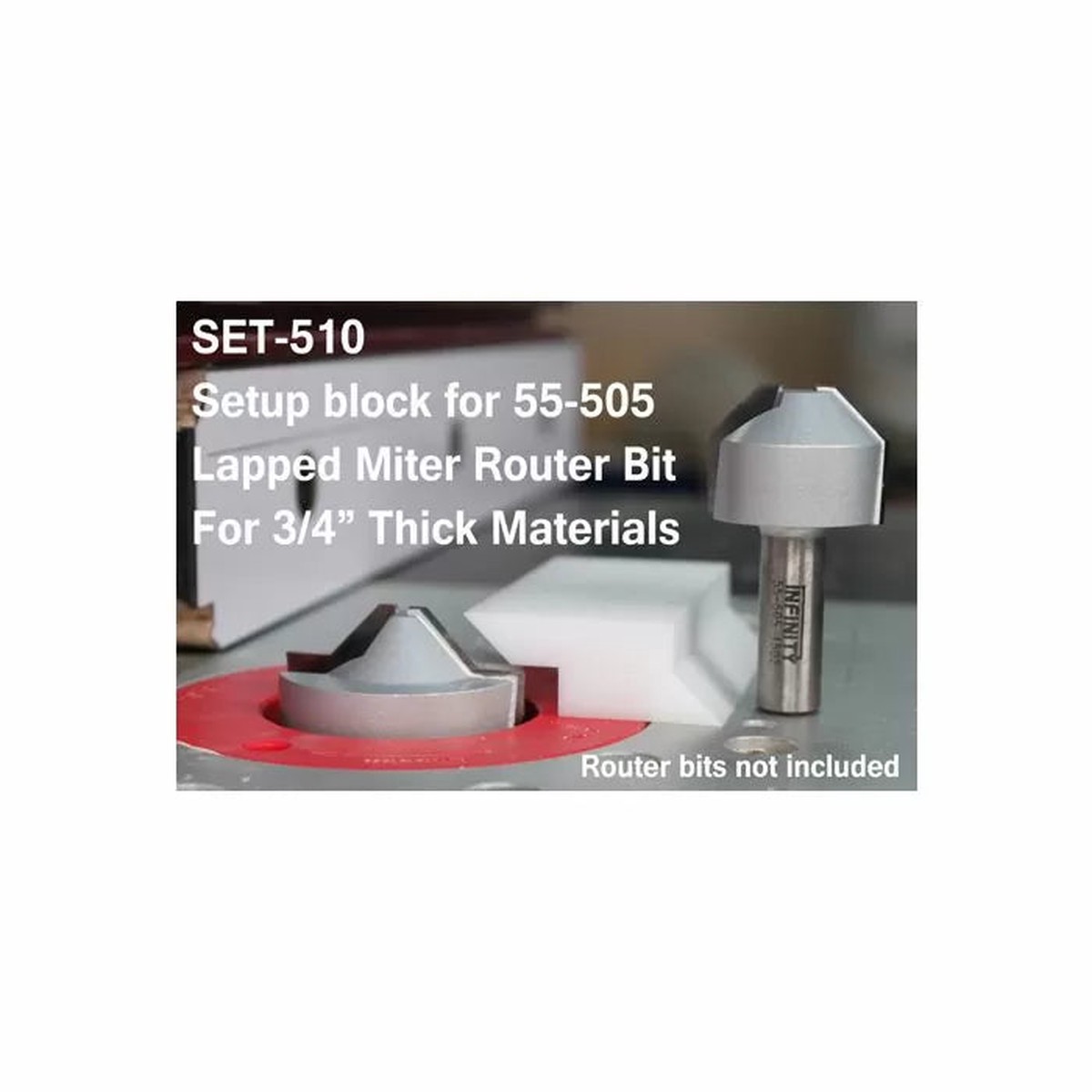 Infinity Tools Setup Block For 55-505 Lapped Miter Router Bit Set - 34 Material
